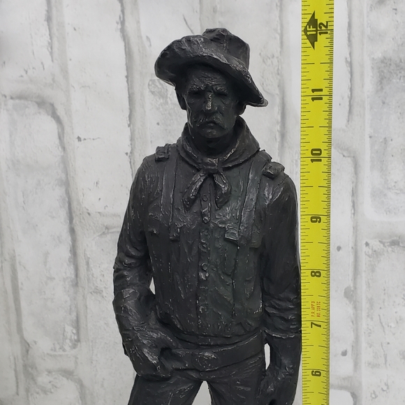 Michael Garman Western Décor of 1969 Cowboy W/ Pistol Holster Bronze Tone Statue - Picture 5 of 8